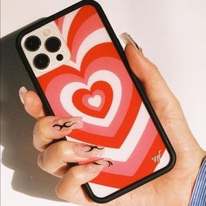 iPhone 11 wildflower phone case red peppermint latte heart